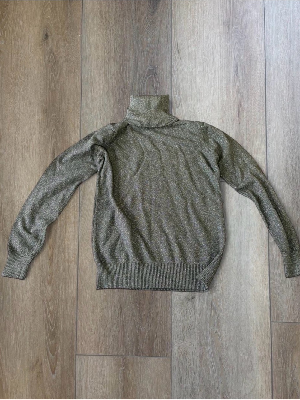 Metallic Olive Green Turtleneck Sweater - Women's